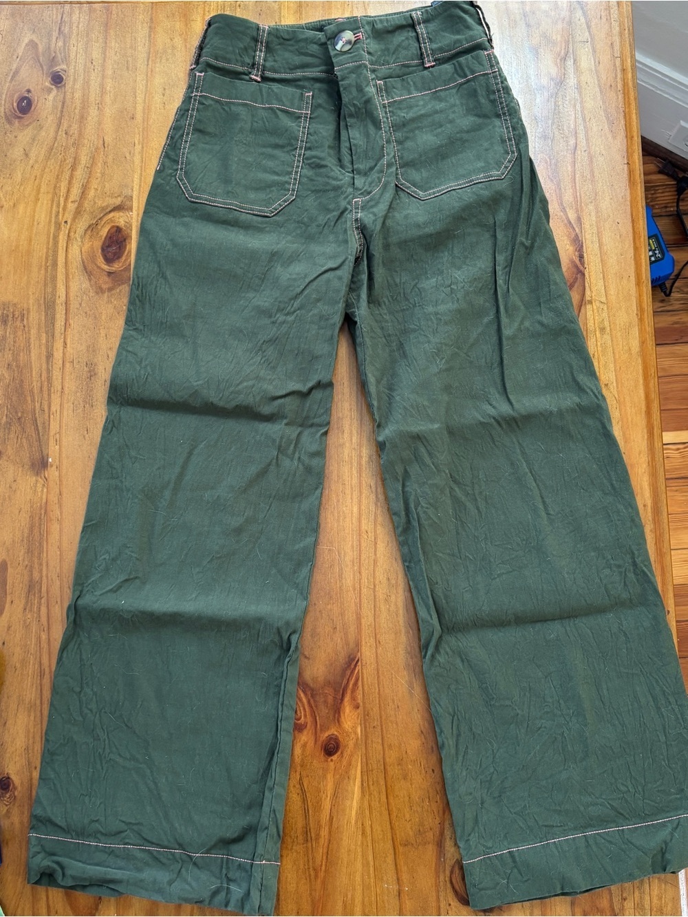 Maeve The Colette Adaptive Contrast Trim Pants Army Green Pink NWT Size 25